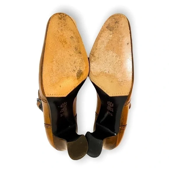 Vintage Y2K Patrick Cox‎ brown Mary Jane heel, size 37.5, antique finish